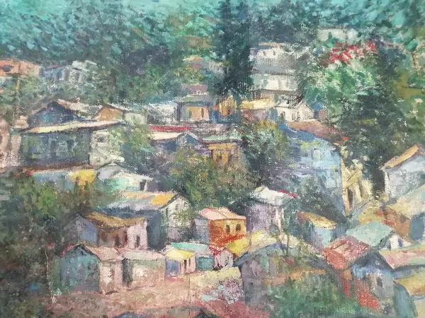 Caserío Marginal, óleo sobre tela, 2017