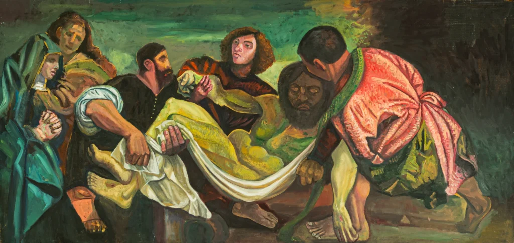 Entierro de Cristo, después de Tiziano versión libre, óleo sobre tela, 2024
