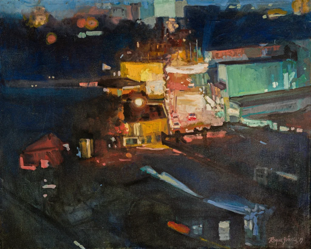 La noche y el barrio, óleo sobre tela, 2019