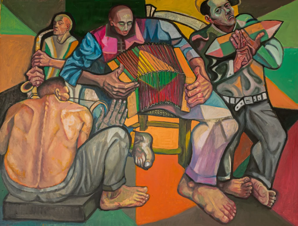 Músicos ensayando, óleo sobre tela, 2024
