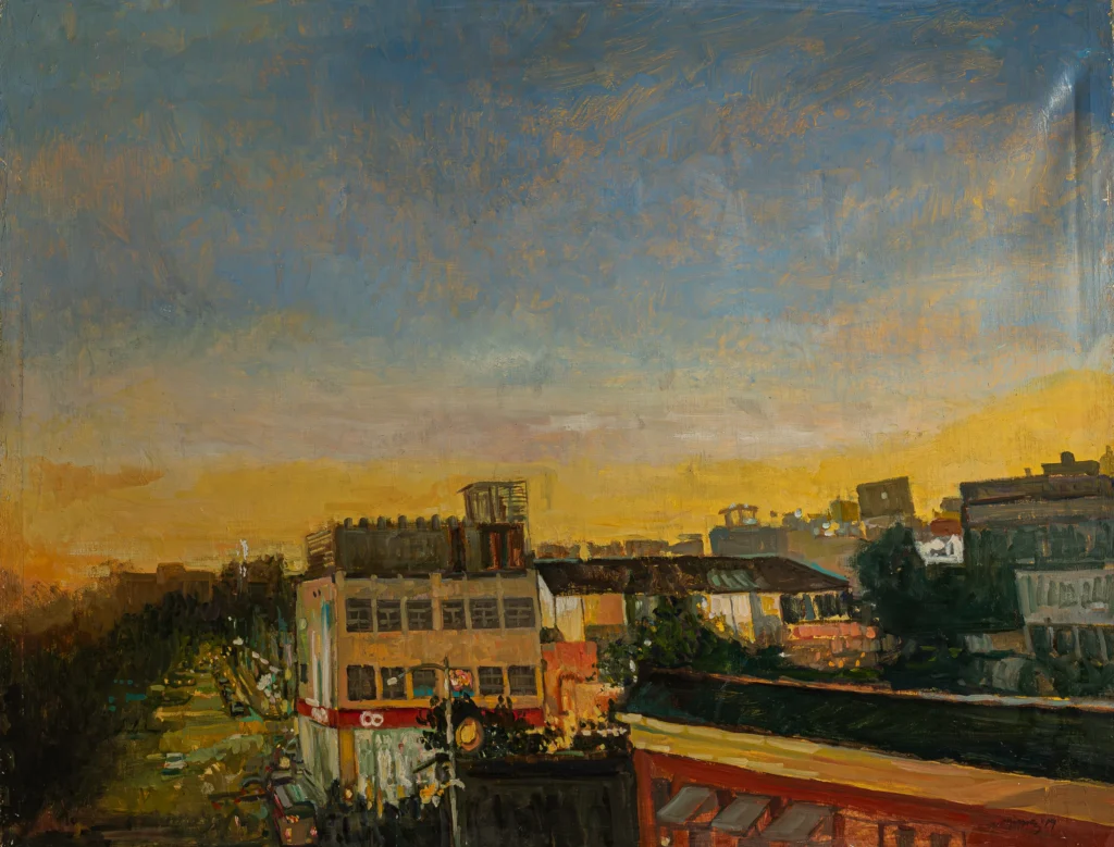 La tarde y la ciudad, óleo sobre tela, 2019