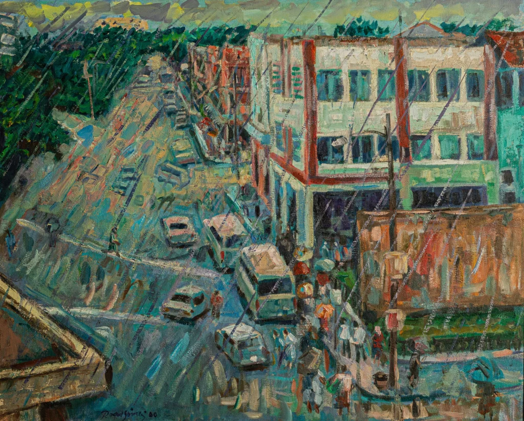 Sonata para una tarde de lluvia, óleo sobre tela, 2000