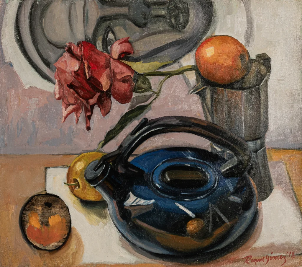 Tetera y Greca (bodegón), óleo sobre tela, 2008